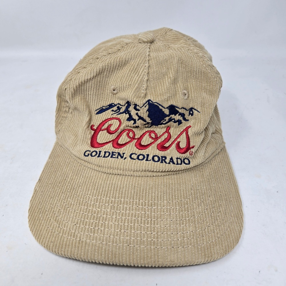 Coors Banquet Corduroy Hat Tan Embroidered Mountain Logo Snapback Cap Mad Engine